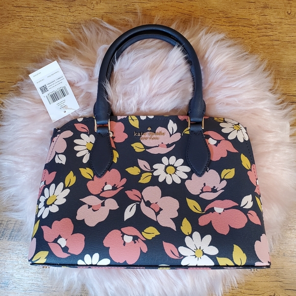 kate spade Handbags - Kate spade road trip small satchel crossbody navy blue floral crossbody handbag